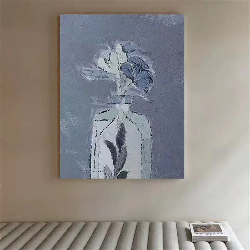 极速轻奢风手绘意象花卉油画简约美式客厅装饰画玄关餐Y厅卧室立