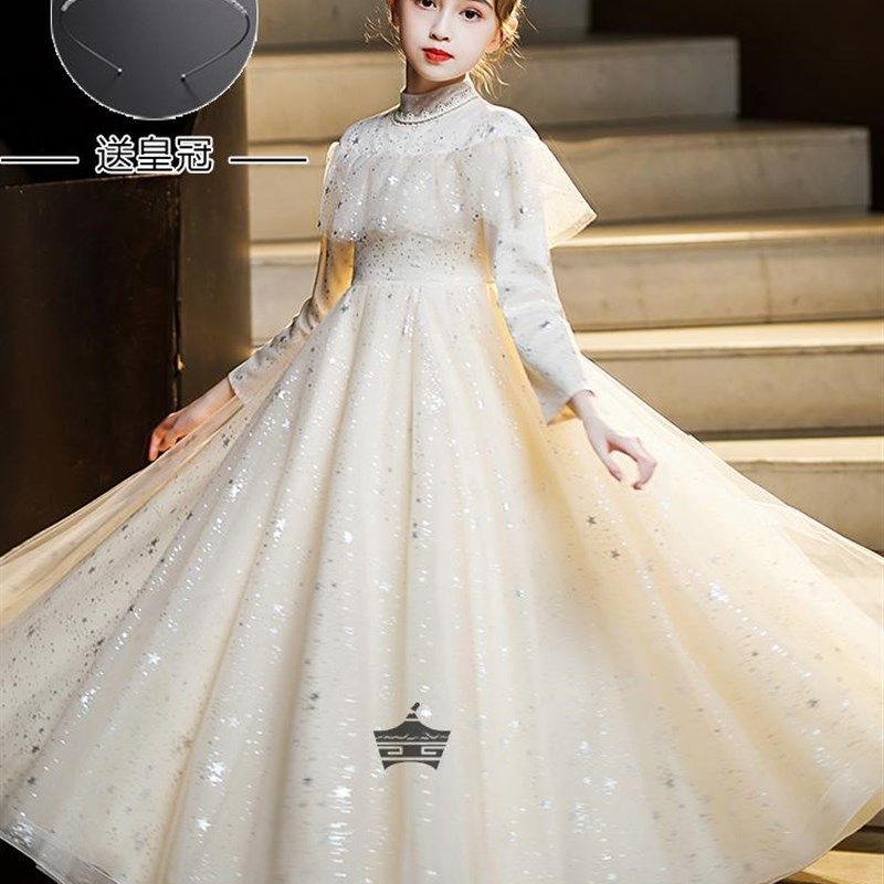 极速女童礼服花童婚礼小女孩婚纱钢琴演奏演N出服儿童高端主持人