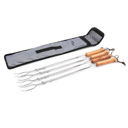 新品4Pcs BBQ Skewers Long Handle Kebab JBarbecue Grill Stick