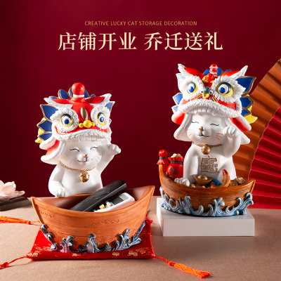 新品招财猫摆件开业礼物朋友开店送贺礼前台家用乔迁新Z居钥匙收