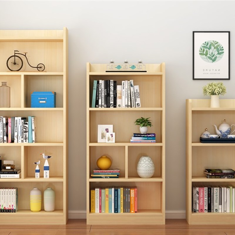 极速松木书柜学生实木书架落地家用多功能创意经T济型现代简约组