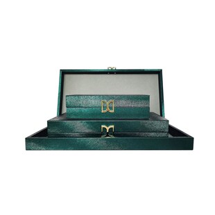 极速新中式摆件样板间样s品屋展示中心软装饰品双D字扣绿色斜纹首