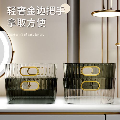 新品轻奢桌面化妆品亚克力梳妆z台护肤品杂物茶几零食收纳筐宿舍