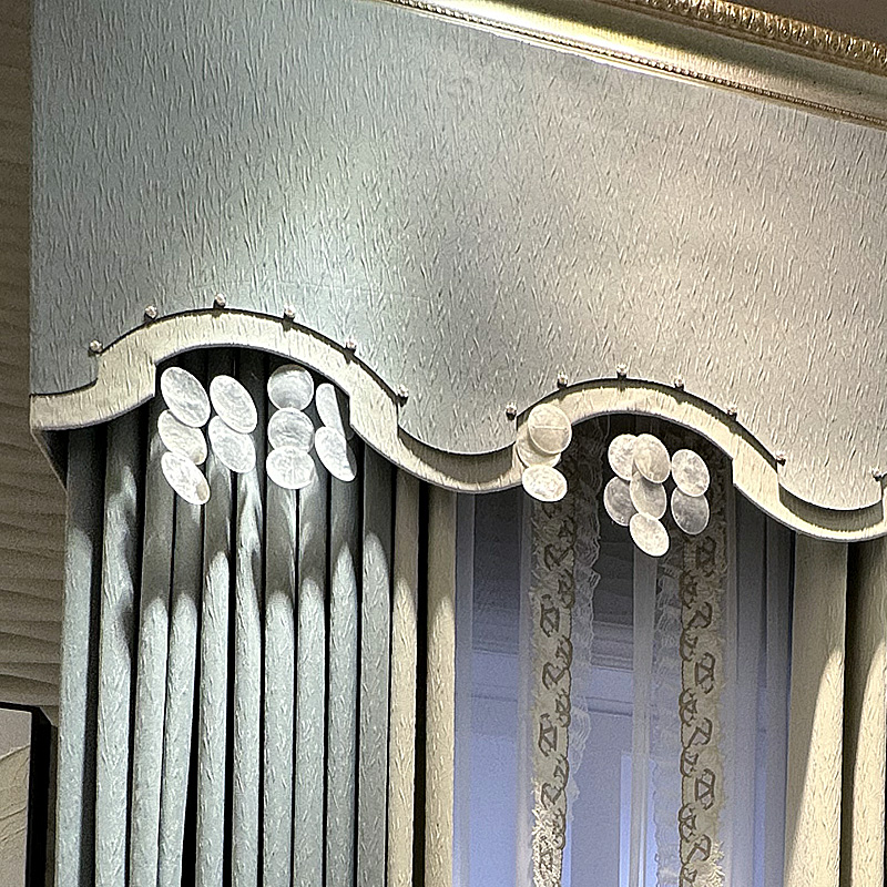 极速2023g新款法式窗帘帘头全屋定制现代简约客厅卧室遮光大气蓝