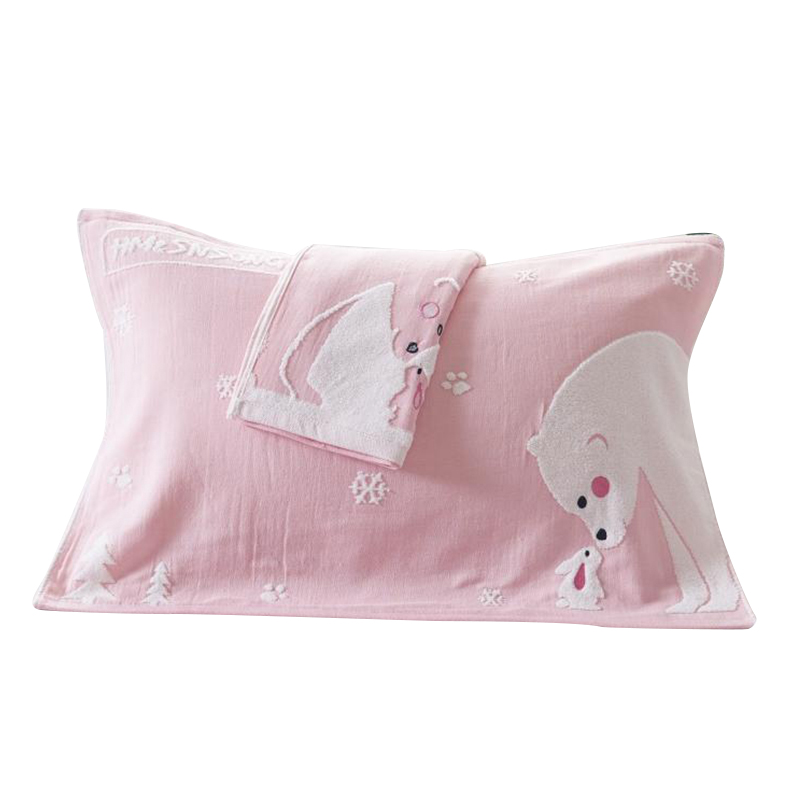 极速全棉纱布枕巾加m厚无捻立体双面枕巾一对装学生宿舍柔软枕头