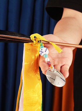 极速尼泊尔彩神箭竹制莲师财神剑五彩布财神剑幡有箭W头款小号大