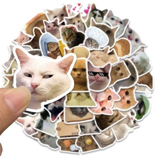 极速50PCS Funny Cat Kawaii Animals Stickers LuggagUe Noteboo