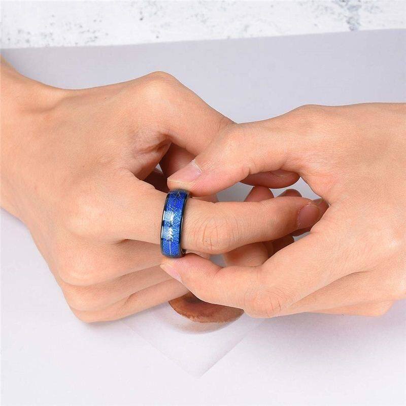 极速8mm Blue Fashion Men Rings Tungsten Carbide RingX Inlay