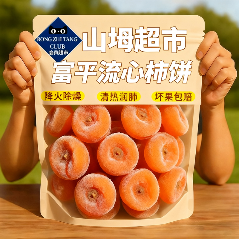 陕西特级富平流心柿饼官方旗舰店正宗独立包装霜降流心吊柿子饼