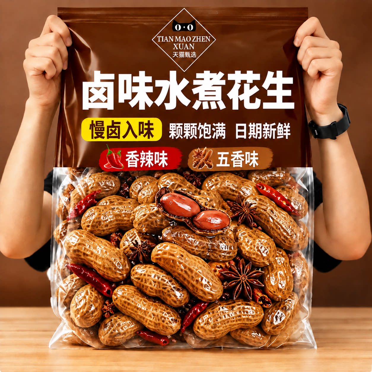 卤煮花生官方旗舰店即食带壳卤味花生下酒菜真空包装休闲解馋零食