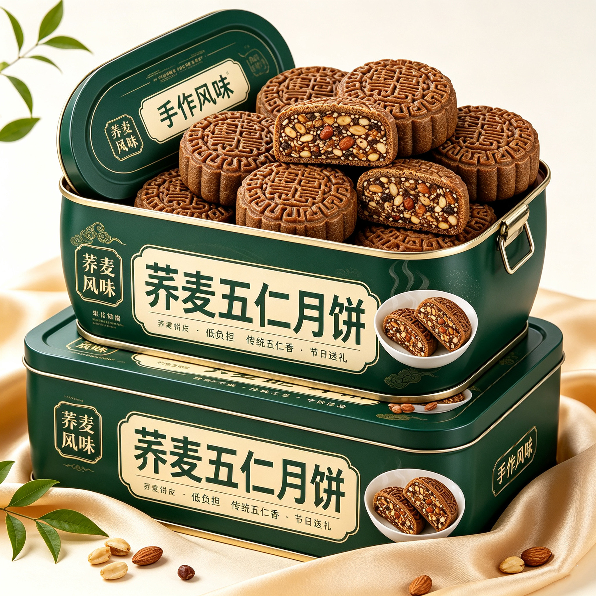 木糖醇荞麦五仁月饼旗舰店正品无糖五仁月饼0蔗糖0添加糖尿人专用图片