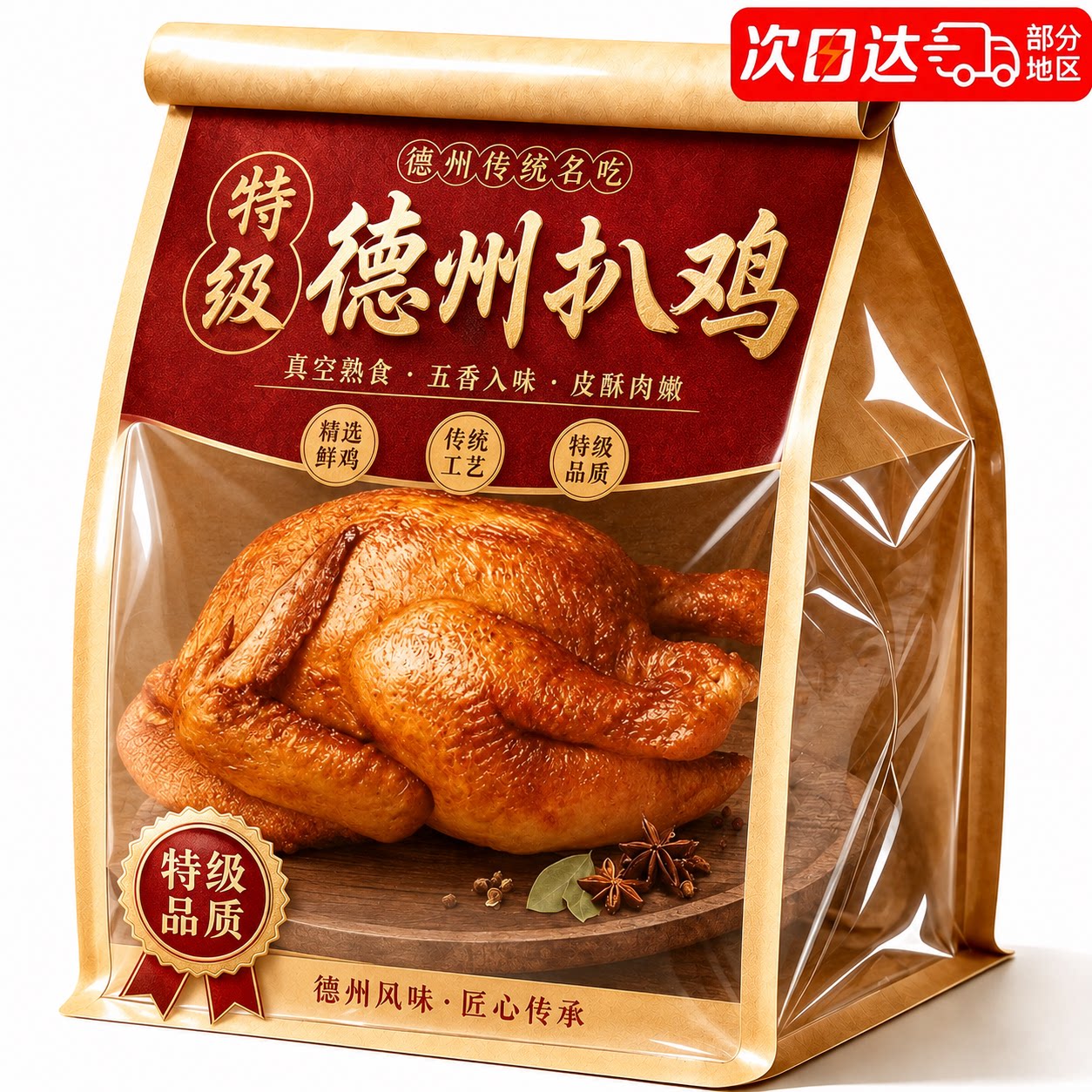 山东德州特级五香脱骨扒鸡官方旗舰店中华老字号真空开袋即食烧鸡图片