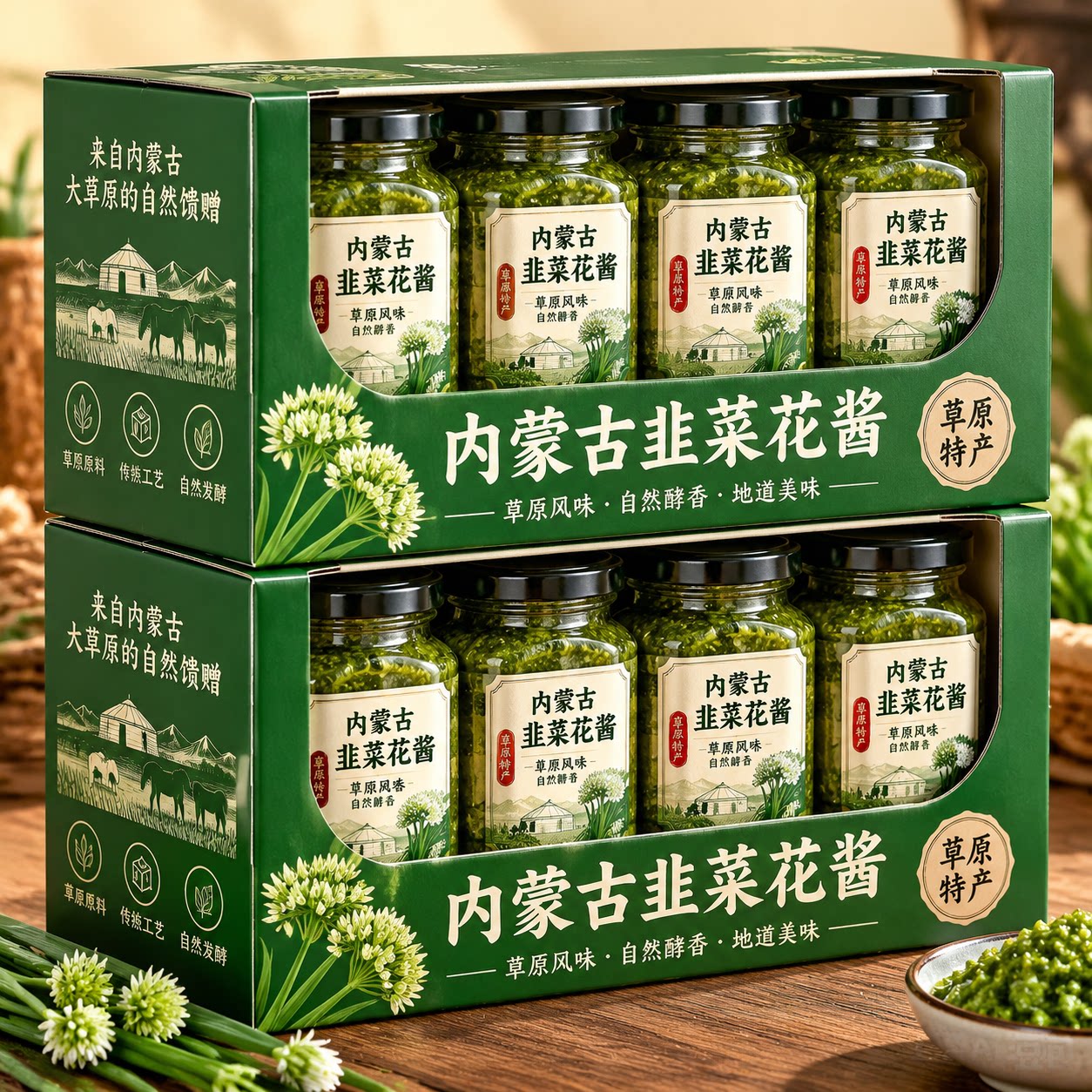 内蒙古草原野生韭菜花酱官方旗舰店下饭菜商用火锅蘸料新鲜韭菜花图片