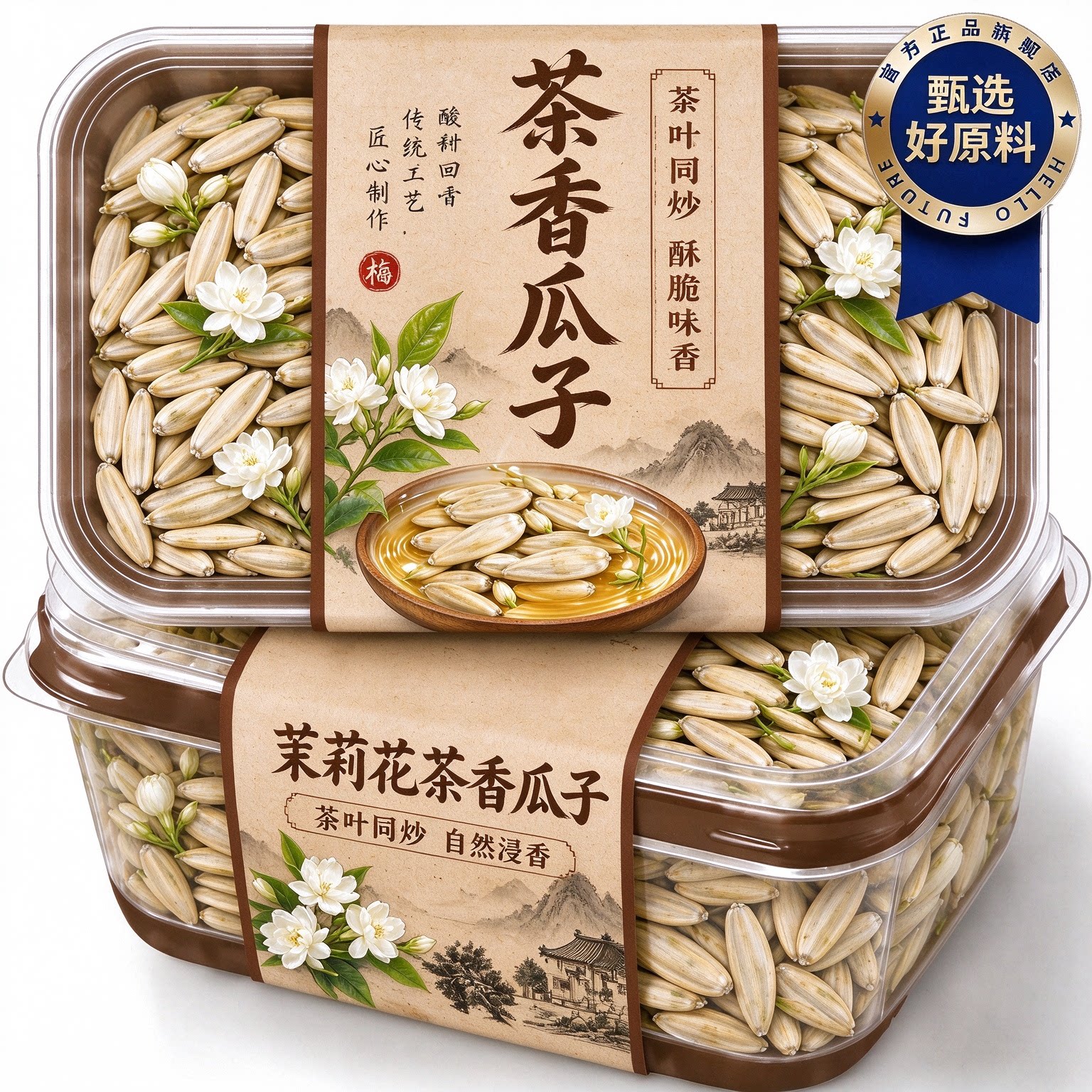 茉莉花味瓜子2026新货大颗粒官方旗舰店正品竹韵茶香葵花籽炒年货