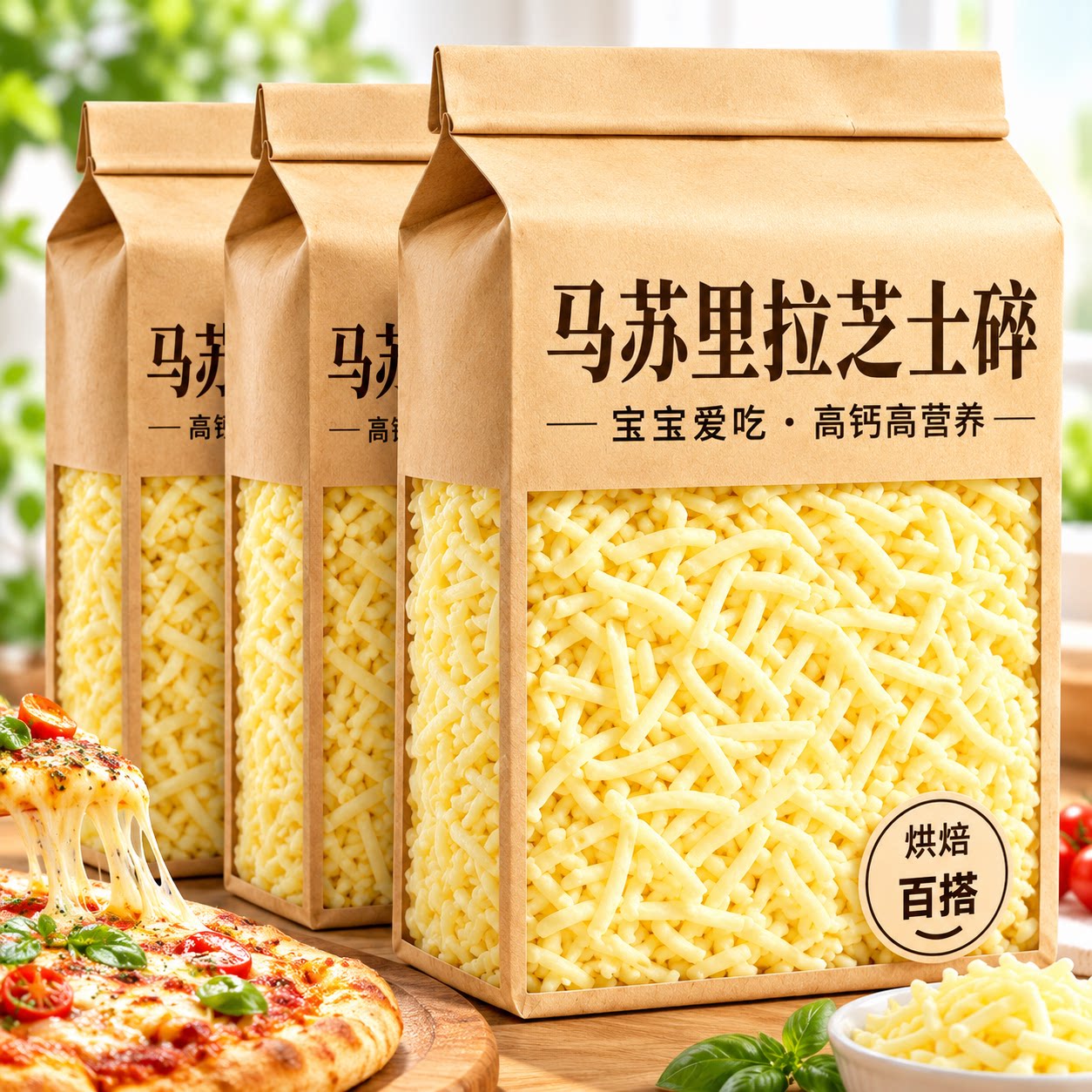 芝士奶酪烘焙专用马苏里拉芝士碎拉丝奶酪披萨蛋糕家用芝士奶酪碎