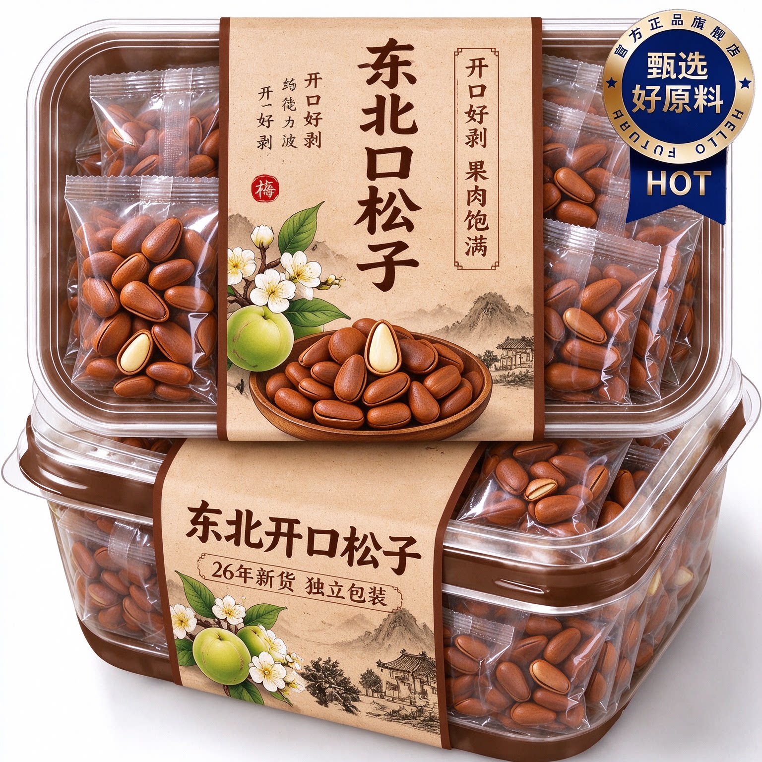 松子特大东北官方旗舰店2026新货特级开口松子独立小包装孕妇坚果