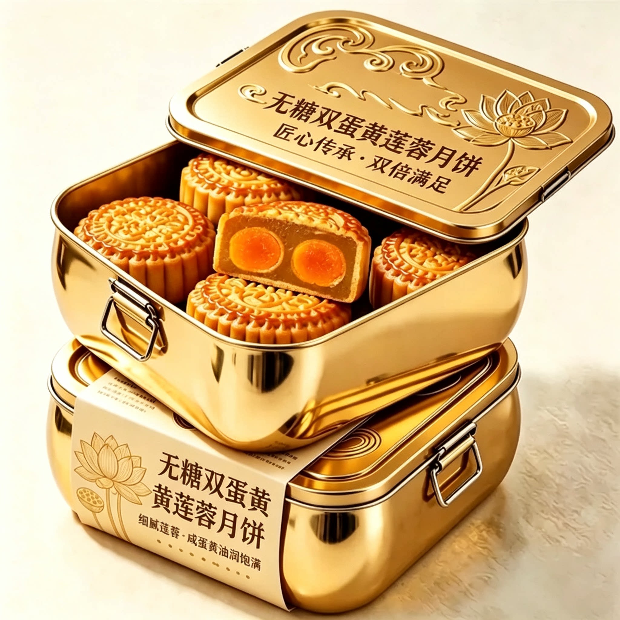 双蛋黄莲蓉月饼中秋正宗广式蛋黄月饼多味官方旗舰店正品无蔗糖