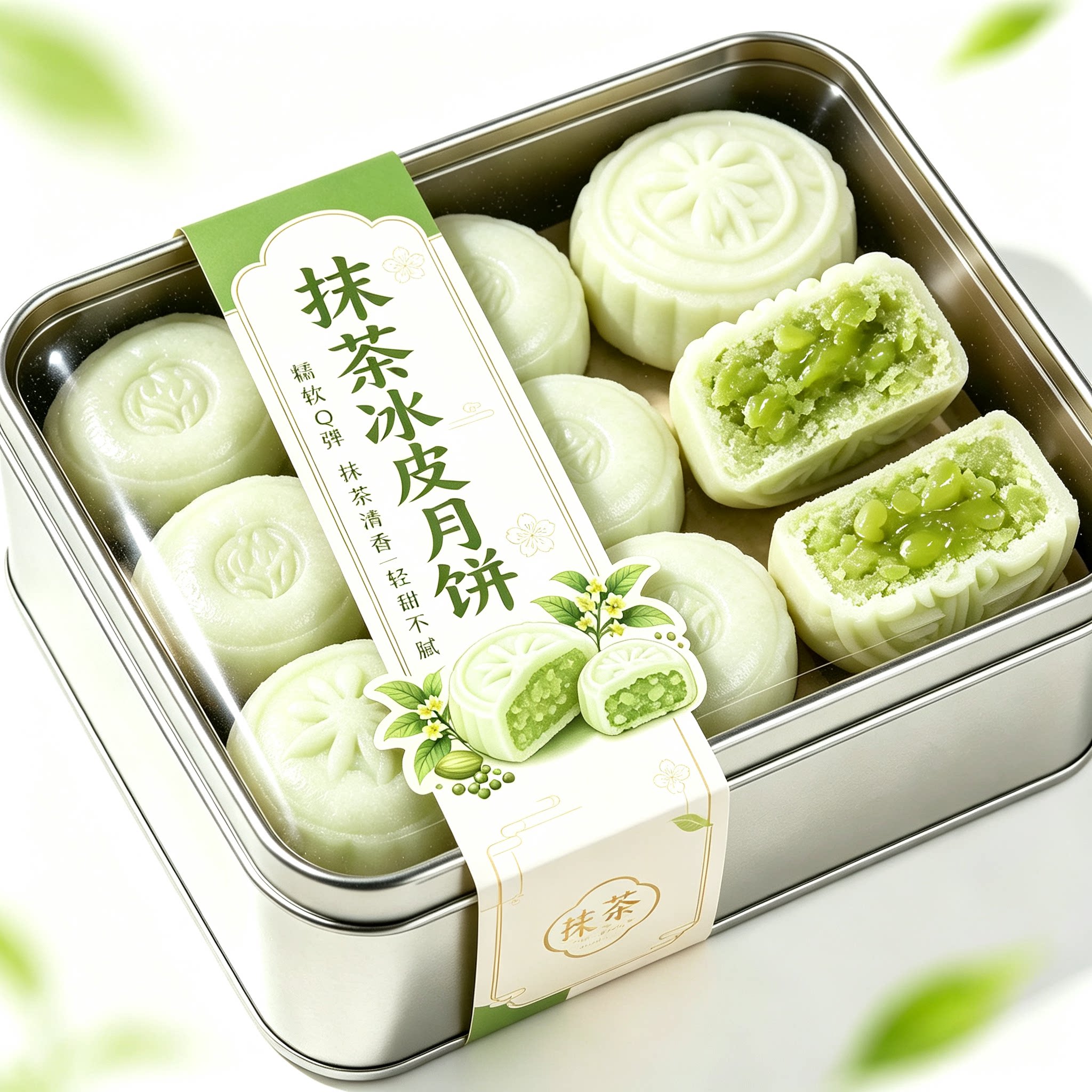 抹茶月饼冰皮龙井馅料月饼爆浆中秋贵州糕点点心雪媚娘官方旗舰店
