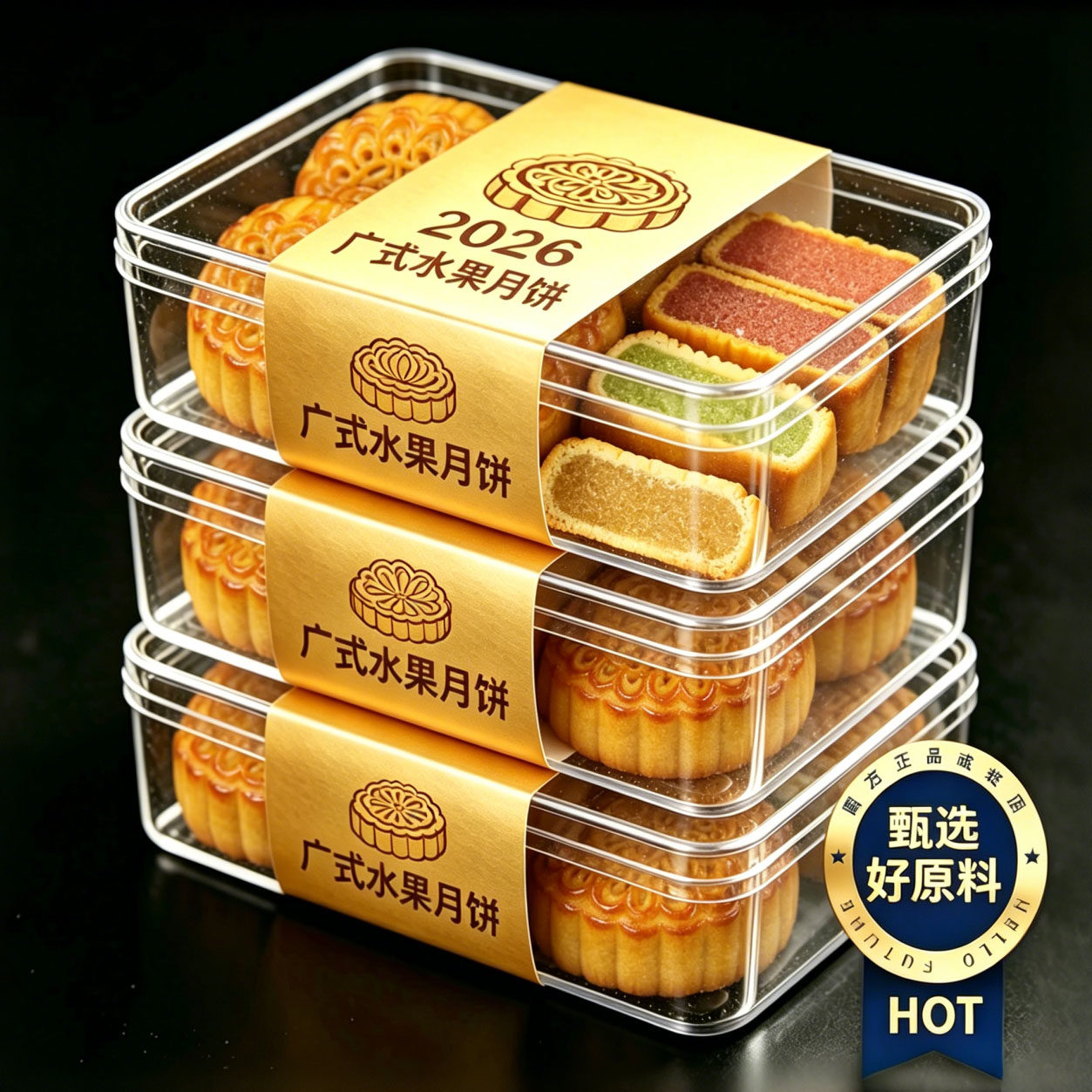 广式水果月饼迷你果味月饼整箱老式传统糕点心中秋月饼零食旗舰店