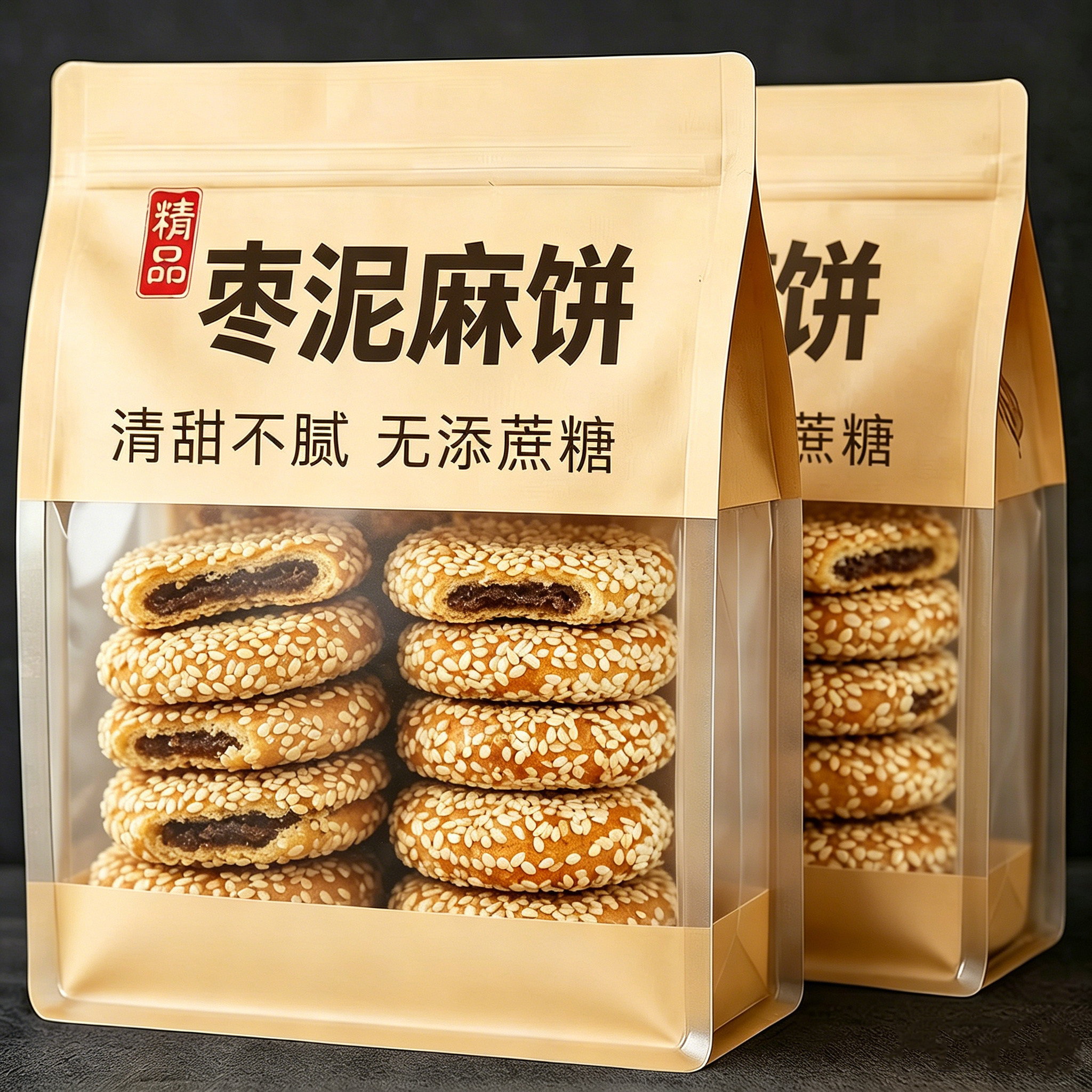 【老字号】松子枣泥麻饼苏州特产手工芝麻饼白芝麻饼老式小吃糕点