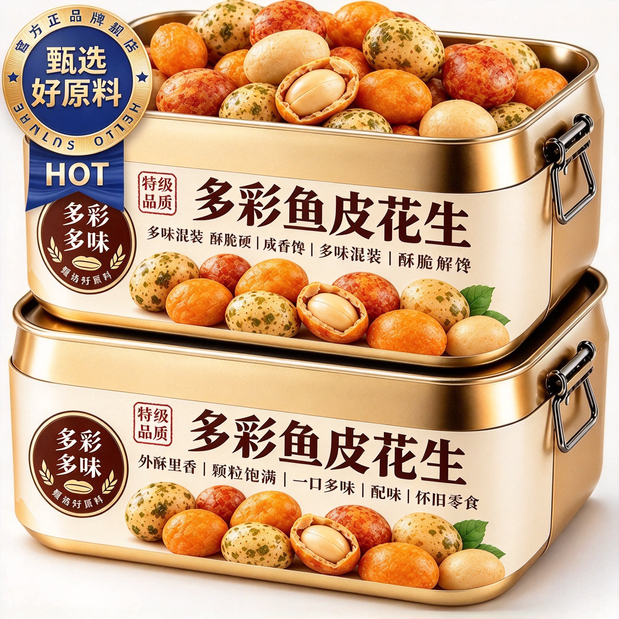 正宗多彩鱼皮花生脆皮花生酥脆多彩豆坚果炒货零食休闲官方旗舰店