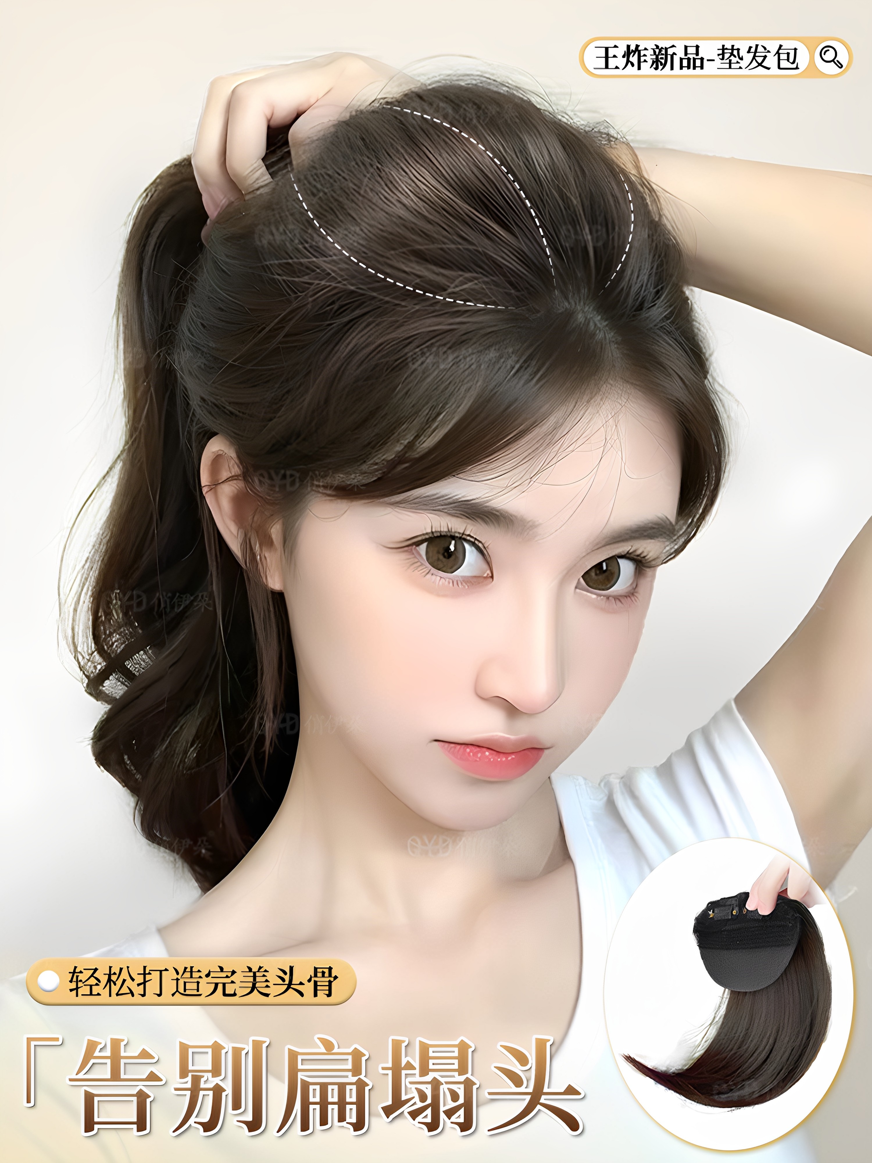 假发片女头顶补发量增发蓬松高颅顶神器自然彷真发隐形无痕垫发片