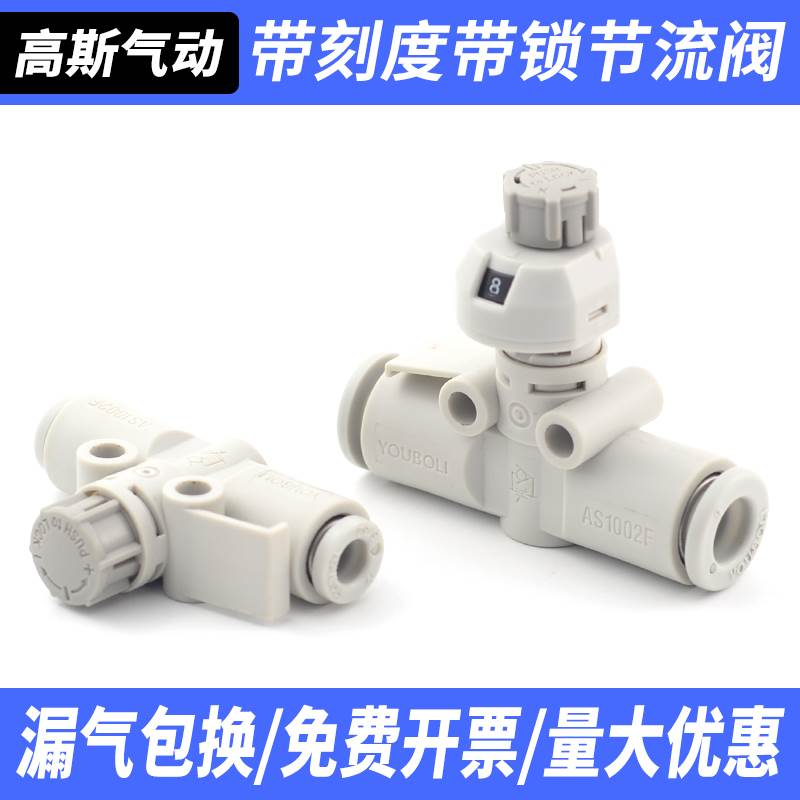 SMC型气动管道调速阀AS1002FS-04/06/08调节接头节流阀带刻度