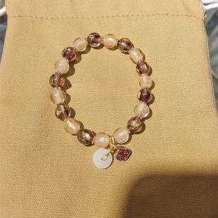 雍和门手串琉璃北京法物流通处珠五福圆满香灰粉瓷链半糖