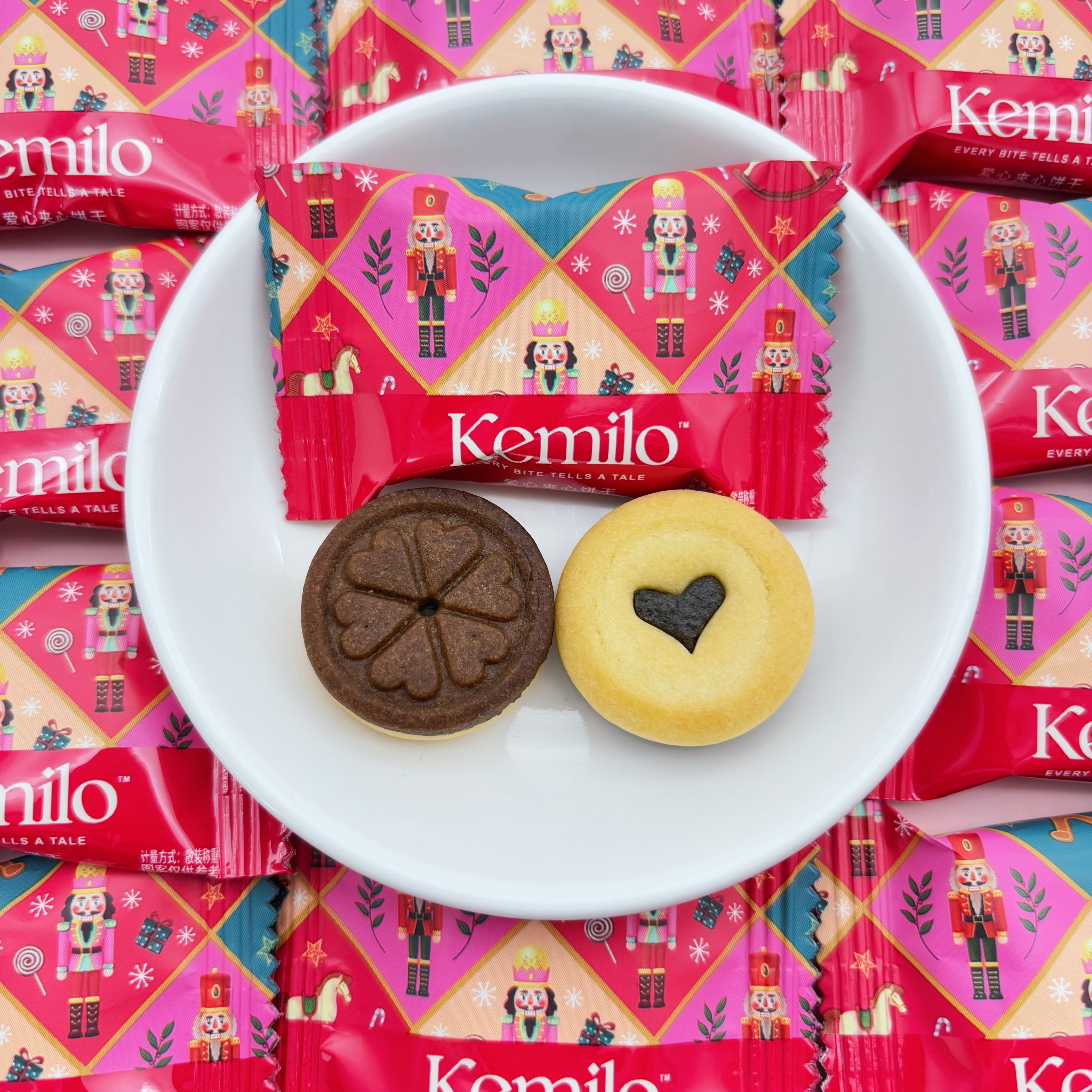 KEMILO巧克力味爱心夹心饼干结婚喜糖喜饼喜事糖果休闲小零食
