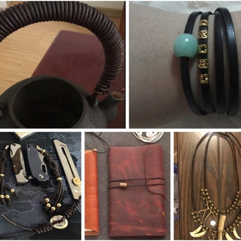 材料diy牛皮项链缠带绳刀柄复古刀把缠绕绳圆手链棕色做旧绳饰品