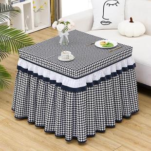 电炉罩套正方形取暖罩冬天新款 桌子罩 加绒加厚烤火炉套两件式