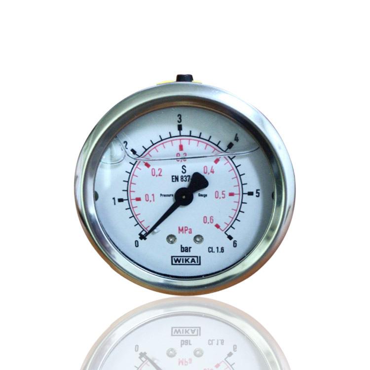 供WIKA威卡不锈钢压力表耐震充油轴向横装无边YN63Z 6BAR 0.6MPA