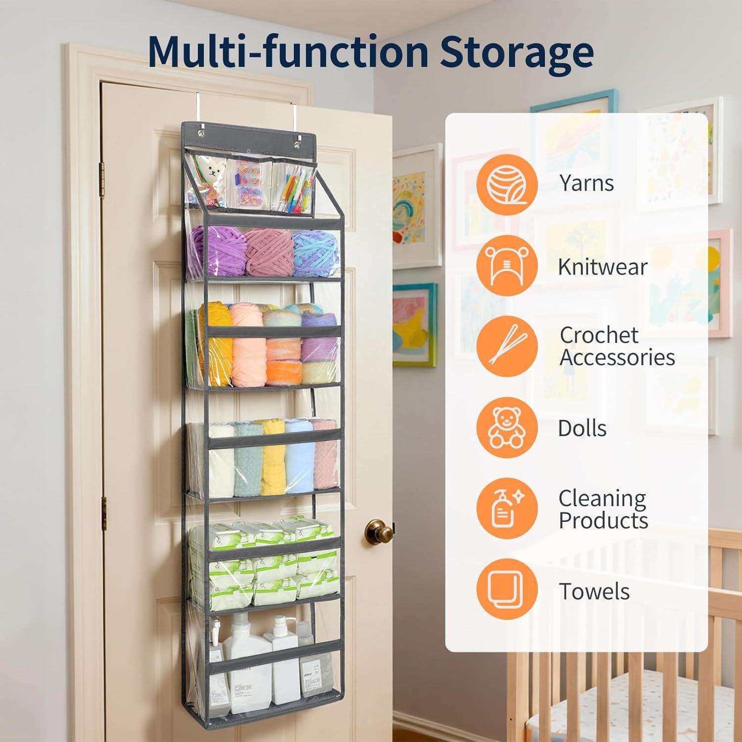跨境多功能门后储物挂袋纱线棒针毛线壁挂式多层杂物整理收纳挂袋