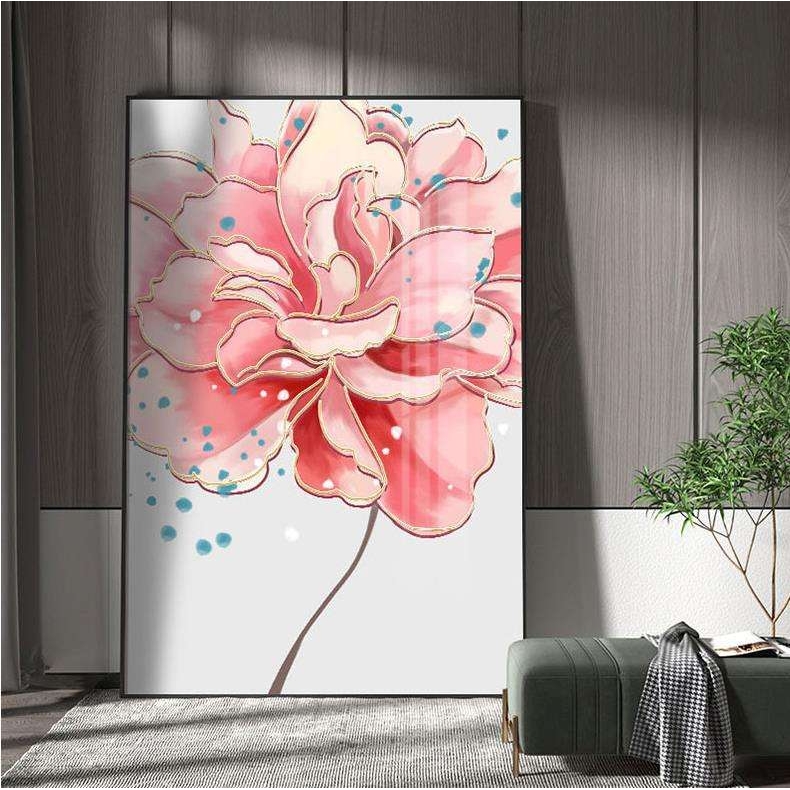北欧入户玄关装饰画现代简约花卉走廊过道竖版挂画轻奢卧室壁画图片
