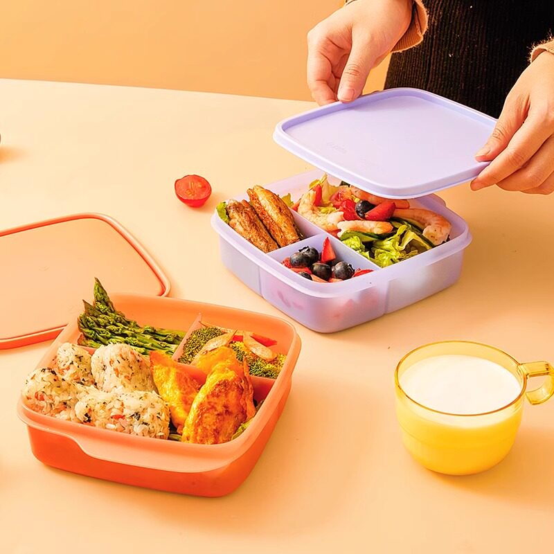 特百惠纤巧分格午餐上班族学生专用便携餐具便当盒饭盒550ml