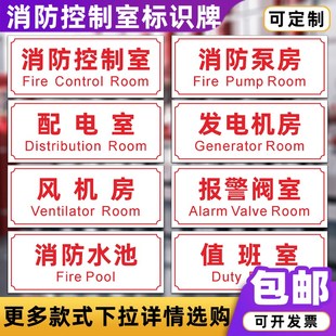消防控制箱室标识k牌消火栓消防喷淋水泵房配电室警示牌铝板定制