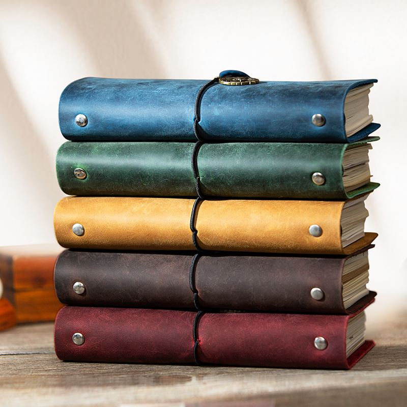 手工头层牛皮本 真皮手账活页夹笔记本 复古怀旧旅行日记本A.5A6A