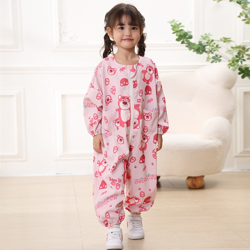 宝宝连体罩衣一体式爬爬服防脏防水婴儿爬行服秋款V春夏季外穿户