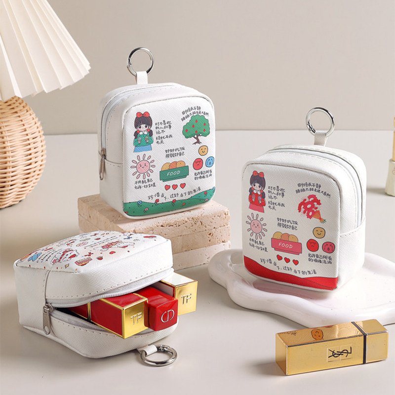 新款可爱卡通化妆包迷你口红收纳包创意小众学生多功能便携小挂包
