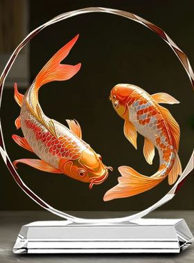 龙鱼水晶摆件招财家用旺宅轻奢富贵有余高档家居桌面装饰精美高档