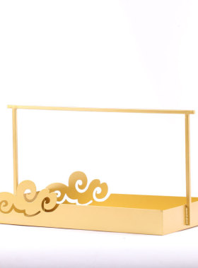 现代新中式金属提篮摆设托u盘铁艺摆件样板房间客厅茶几提盒装饰