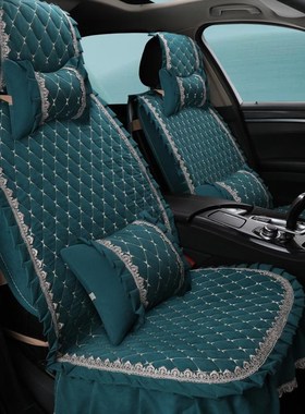 夏季四季通用亚麻汽车坐垫宝来poloK3朗逸骐达智U跑蕾丝全包座垫