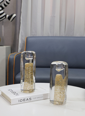 欧式轻奢琉璃方块烛台摆件客厅卧室E饭厅酒店电视柜样板房家居饰