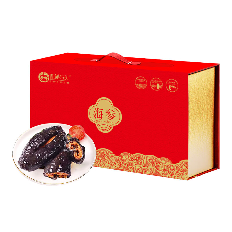 首鲜码头即食海参进口北极红参海产首鲜码头冰岛参之品500g