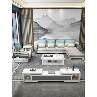 2021年新 实木布艺沙发现代简约客厅大小户型家具组合套装