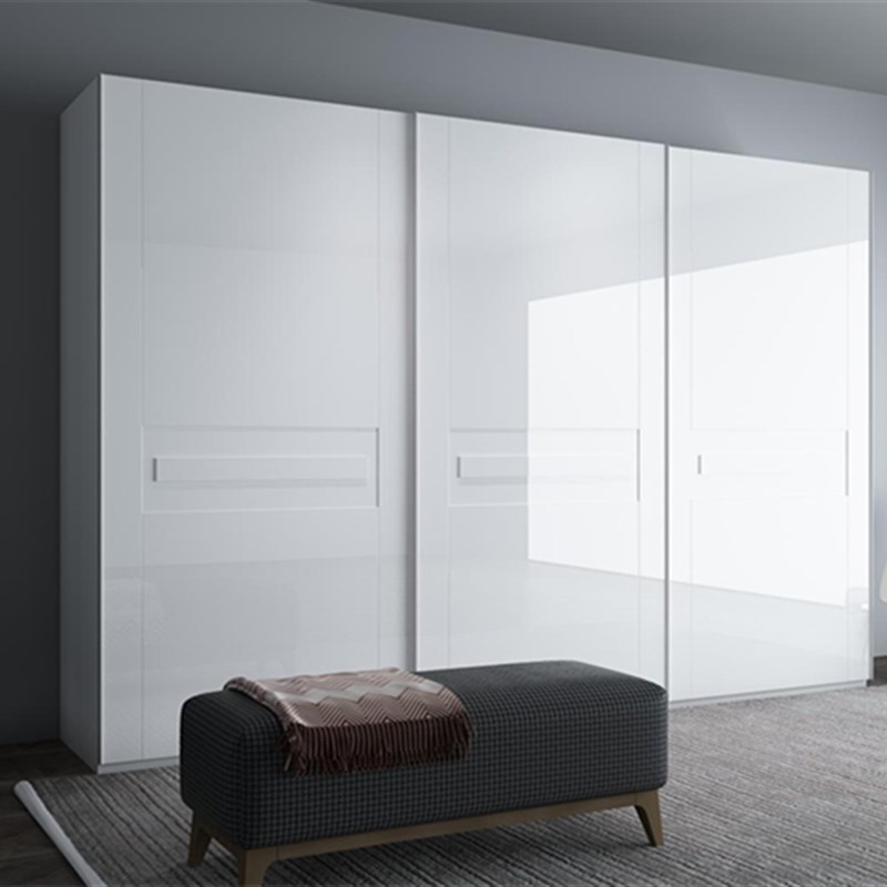 经济型简约现代卧室衣柜推拉门烤漆衣橱滑门移门整体板式家具定制