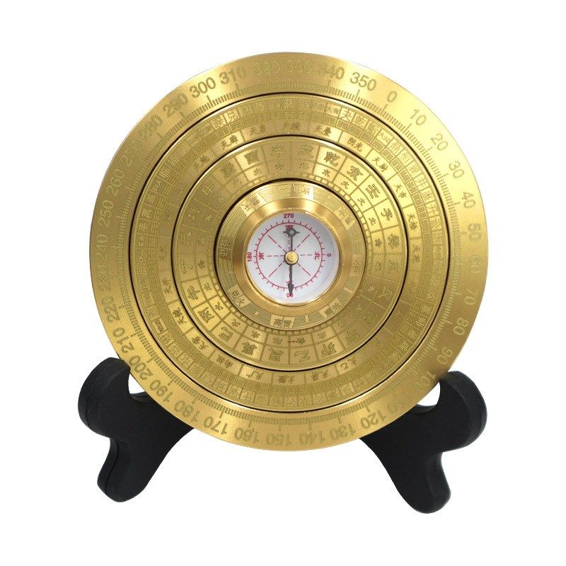 黄铜指南针罗盘仪装饰摆件多层旋转可拆卸星宿八卦解压指尖陀螺纯