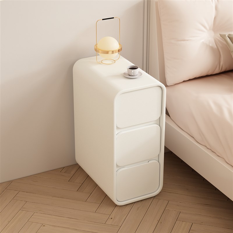 黑色实木床头柜3抽屉简约现代x超窄夹缝床边柜小型迷你20cm收纳柜