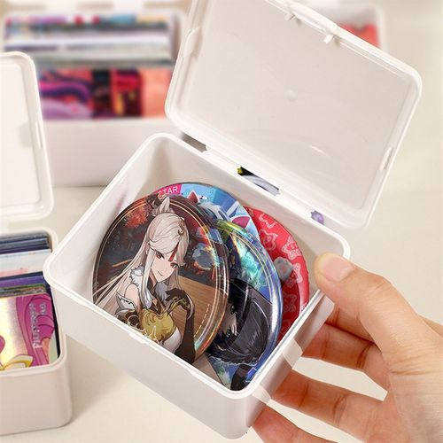 纯白色翻盖收纳盒防尘整理小物品盒收纳多功能盒小卡片简易简易防