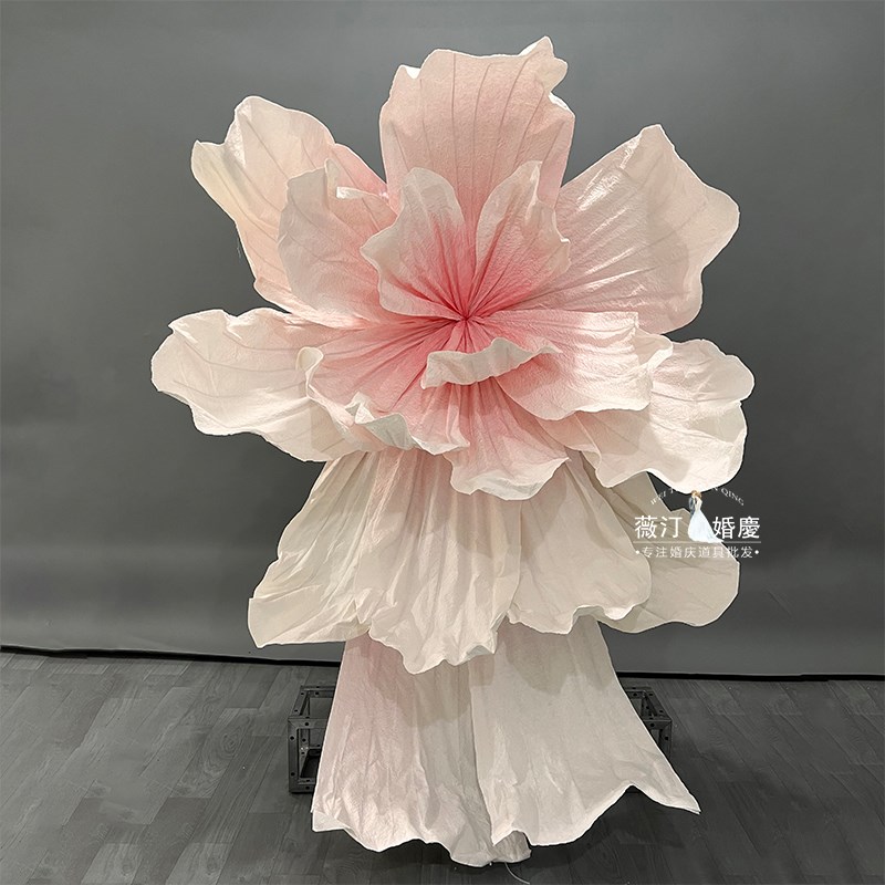 婚庆巨型纸花手工纸艺美塑花大y型立体造型花婚礼舞台背景装饰道
